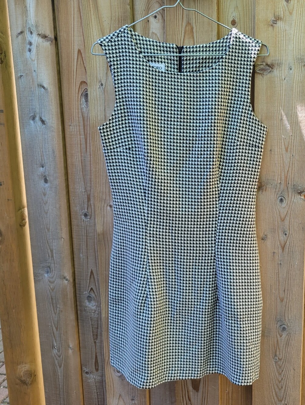 Vintage Sandro Paris Black & White Houndstooth Sleeveless Mini Dress